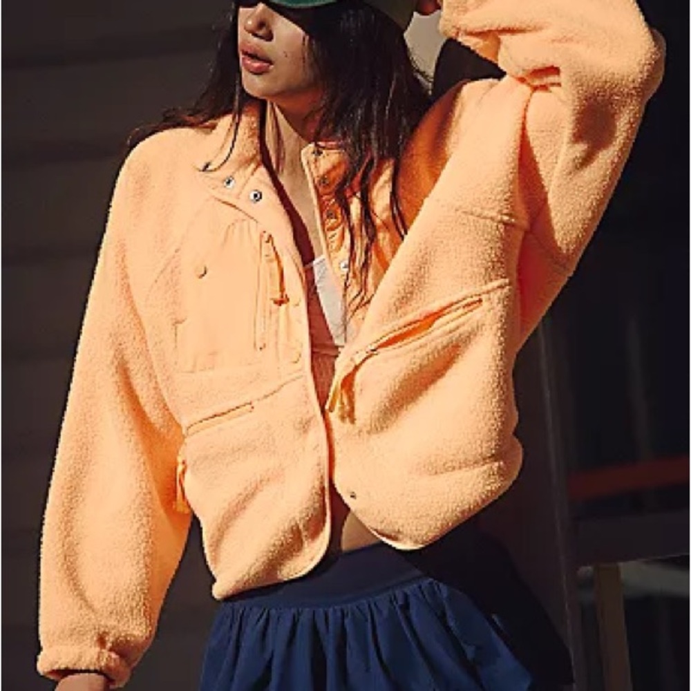 Free People Vibrant Orange Teddy Jacket